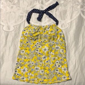 Adorable yellow & navy polka dot & floral swim top